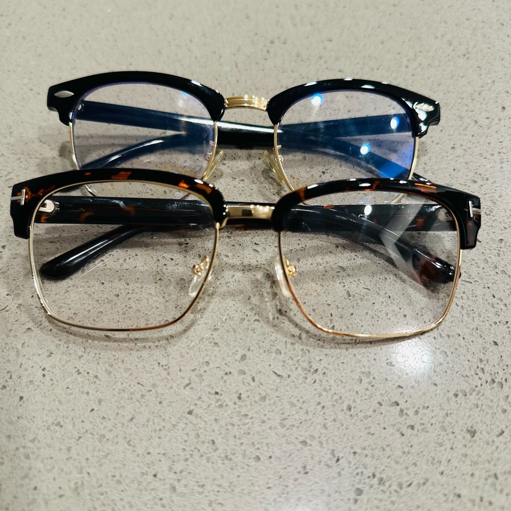 Blue light safety glasses, two pair